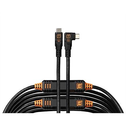TetherPro Optima 10G USB-C, 9.4m, Straight to Right (fekete)
