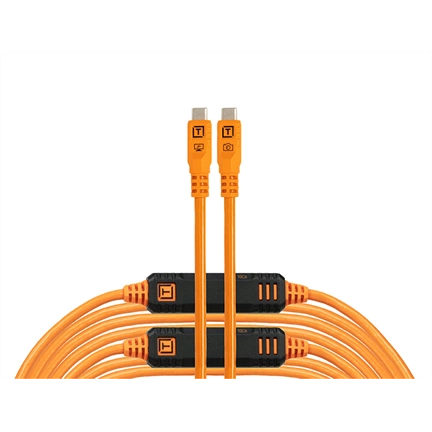 TetherPro Optima 10G USB-C, 9.4m, Straight to Straight (narancs)