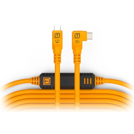 TetherPro Optima 10G USB-C TetherBoost Locking Extension Cable, 16’ (4.8m), High Visibility Orange
