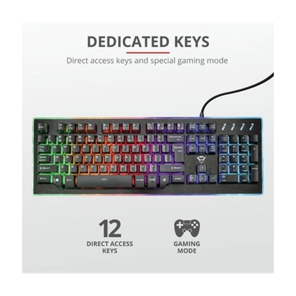 Trust GXT 860 Thura USB angol gaming billentyűzet fekete