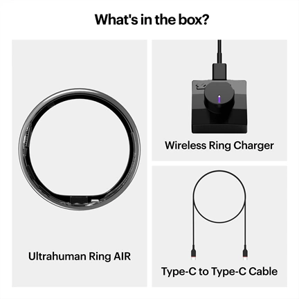 Ultrahuman Ring Air - Smart Ring, Charger, USB Cable / Size-05- Air_Ezüst