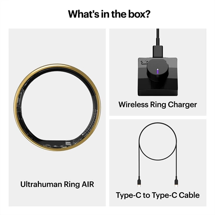 Ultrahuman Ring Air - Smart Ring, Charger, USB Cable / Size-07- Air_Arany