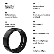 Ultrahuman Ring Air - Smart Ring, Charger, USB Cable / Size-09- Aster_Air_Fekete