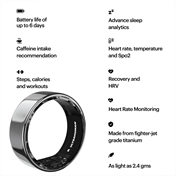Ultrahuman Ring Air - Smart Ring, Charger, USB Cable / Size-10- Air_Ezüst