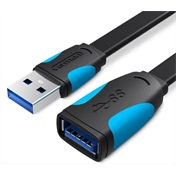 Vention USB 3.0,  (hosszabbító, lapos, fekete), 3m, kábel