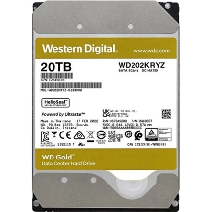 WD Gold 3,5" 7200rpm 512MB SATA 20TB