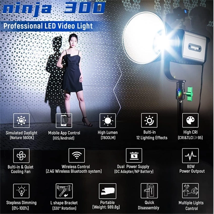 Viltrox WEEYLITE Ninja 300 80W LED stúdió lámpa