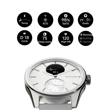 Withings Scanwatch 2 / 42mm (Activity, Sleep Tracker, ECG, Temperature, SPO2 / Stainless steel, fkm wristband, sapphire Withings Scanwatch 2 / 42mm (Activity, Sleep Tracker, ECG, Temperature, SPO2 / Stainless steel, fkm wristband, sapphire