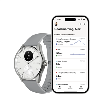 Withings Scanwatch 2 / 42mm (Activity, Sleep Tracker, ECG, Temperature, SPO2 / Stainless steel, fkm wristband, sapphire Withings Scanwatch 2 / 42mm (Activity, Sleep Tracker, ECG, Temperature, SPO2 / Stainless steel, fkm wristband, sapphire