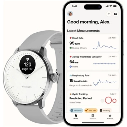 Withings Scanwatch Light / 37mm (Activity, Sleep Tracker / Stainless steel, fkm wristband, sapphire glass) - Fehér Withings Scanwatch Light / 37mm (Activity, Sleep Tracker / Stainless steel, fkm wristband, sapphire glass) - Fehér