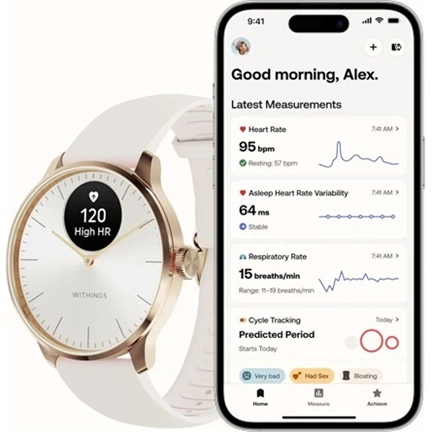 Withings Scanwatch Light / 37mm (Activity, Sleep Tracker / Stainless steel, fkm wristband, sapphire glass) - Sand Withings Scanwatch Light / 37mm (Activity, Sleep Tracker / Stainless steel, fkm wristband, sapphire glass) - Sand