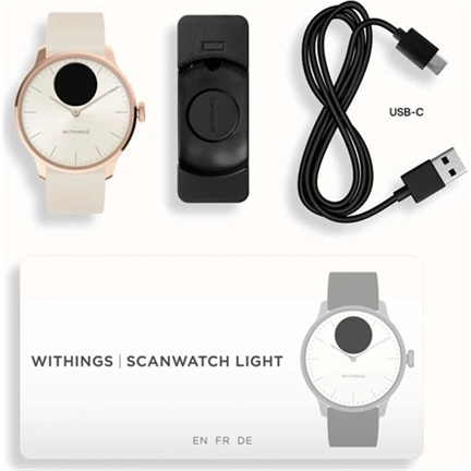 Withings Scanwatch Light / 37mm (Activity, Sleep Tracker / Stainless steel, fkm wristband, sapphire glass) - Sand Withings Scanwatch Light / 37mm (Activity, Sleep Tracker / Stainless steel, fkm wristband, sapphire glass) - Sand
