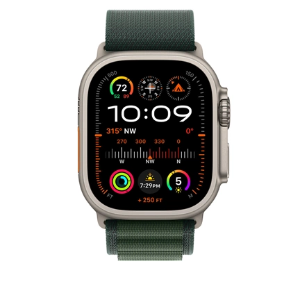 Apple 49 mm-es sötétzöld Alpesi pánt – S – natúr titán