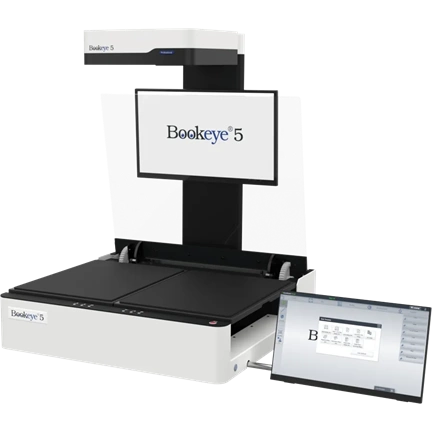 Bookeye 5 V1A, A1+ könyvszkenner, motorized glasplate, 600dpi, book cradle 20cm, 27" + 21" monitor, SP12M