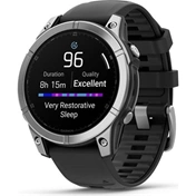 Garmin 010-03025-00 fenix E AMOLED (47mm) fekete szilikon pántos ezüst okosóra